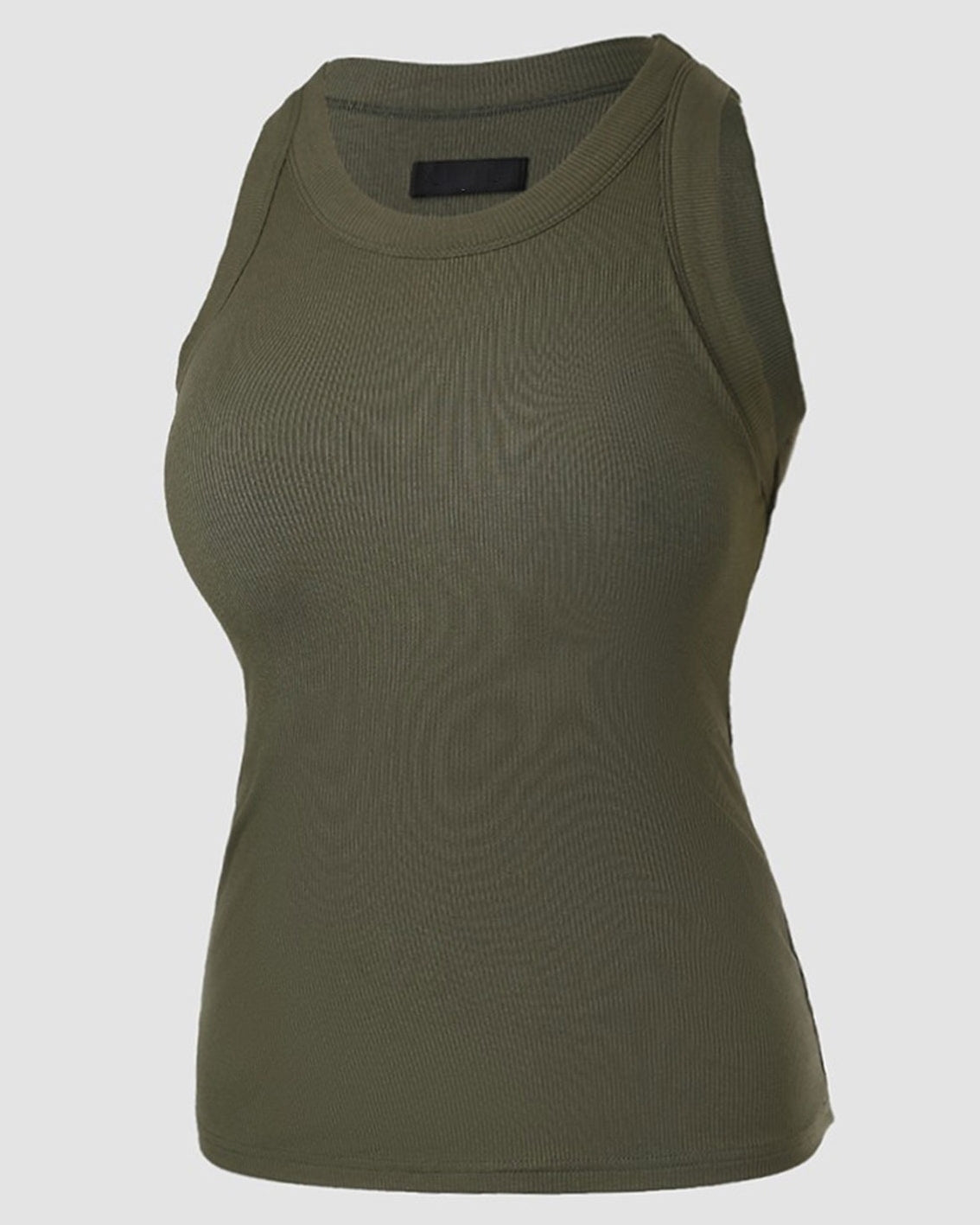 Tank Top with Built in Bra, Round Neck Ribbed Tank Top with Bra Pads